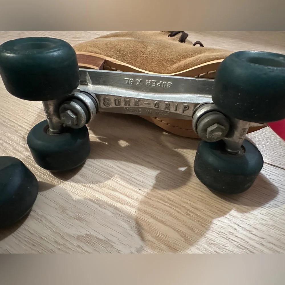 🤩🌈🛼 VINTAGE 90s Size 8 RIEDELL Tan Roller Skates - Picture 4 of 14